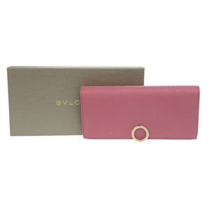 新品同様 ブルガリ ブルガリブルガリ ロゴクリップ レザー ピンク 長財布 1274【中古】BVLGARI