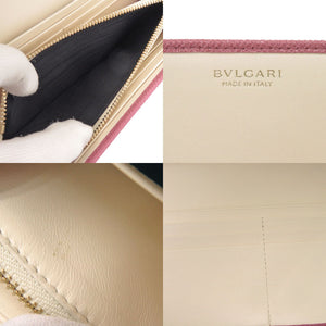 新品同様 ブルガリ ブルガリブルガリ ロゴクリップ レザー ピンク 長財布 1274【中古】BVLGARI