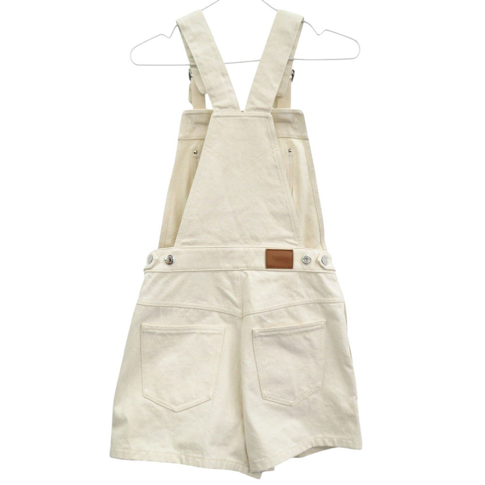 新品同様 エルメス コットン ホワイト シルバー金具 サロペット 白 1275【中古】HERMES