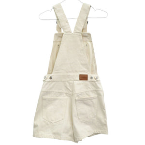 新品同様 エルメス コットン ホワイト シルバー金具 サロペット 白 1275【中古】HERMES