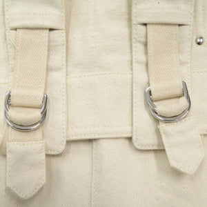 新品同様 エルメス コットン ホワイト シルバー金具 サロペット 白 1275【中古】HERMES