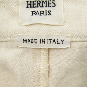 新品同様 エルメス コットン ホワイト シルバー金具 サロペット 白 1275【中古】HERMES