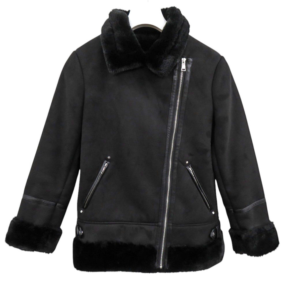 新品同様 ラルフローレン フェイク ムートン ジャケット ブラック ポリエステル 黒 フェイクファー 1278【中古】RALPH LAUREN