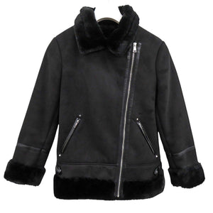 新品同様 ラルフローレン フェイク ムートン ジャケット ブラック ポリエステル 黒 フェイクファー 1278【中古】RALPH LAUREN