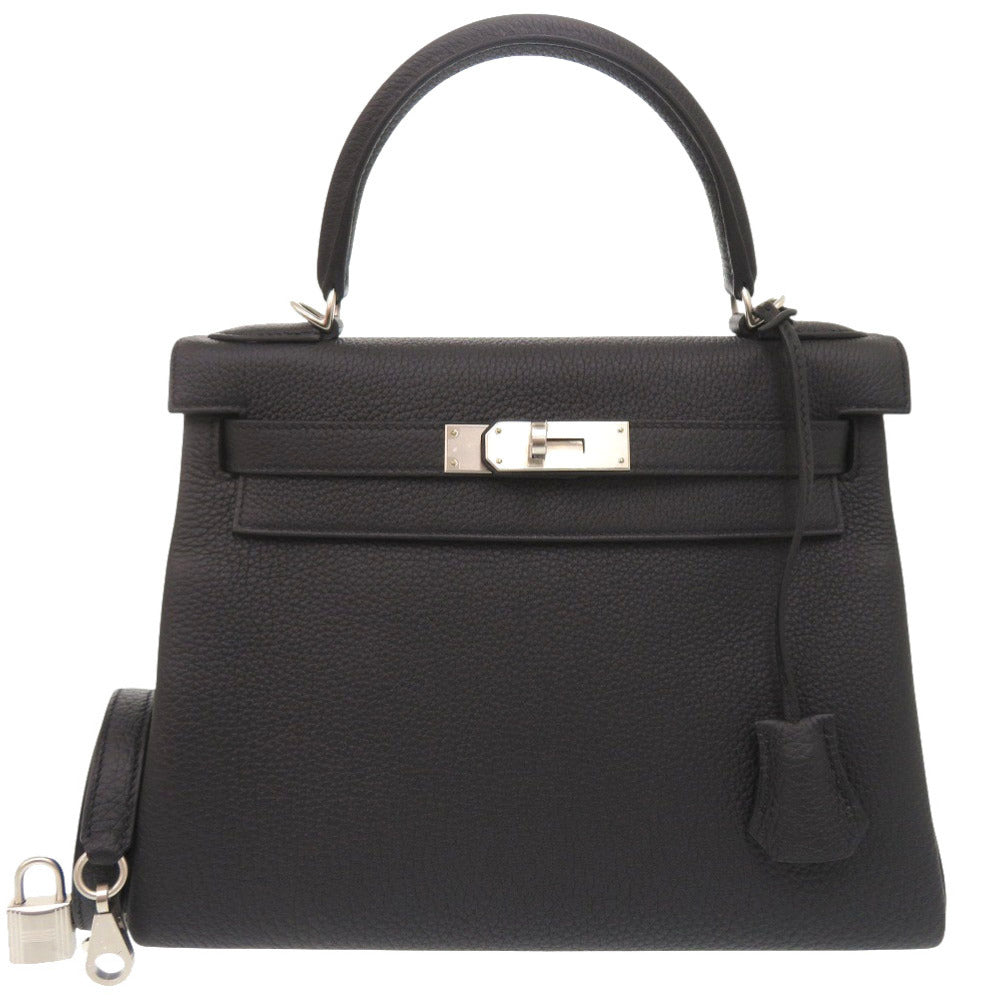 未使用 エルメス ケリー28 内縫い トゴ ブラック マットシルバー金具 K刻印(2025年製) ハンドバッグ 黒 1281 【中古】 HERMES