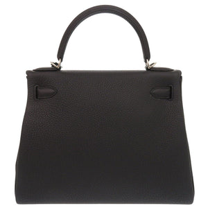 未使用 エルメス ケリー28 内縫い トゴ ブラック マットシルバー金具 K刻印(2025年製) ハンドバッグ 黒 1281 【中古】 HERMES