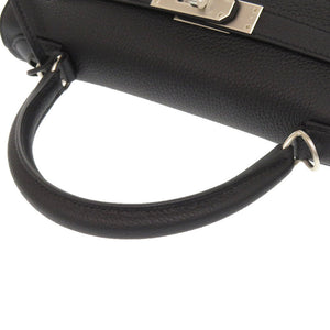 未使用 エルメス ケリー28 内縫い トゴ ブラック マットシルバー金具 K刻印(2025年製) ハンドバッグ 黒 1281 【中古】 HERMES