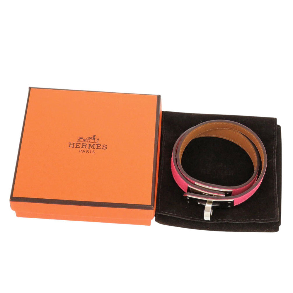 未使用 エルメス 2連 ケリー ドゥブルトゥール ブレスレット ヴォースイフト ローズアザレ シルバー金具 A刻印 ピンク 1290【中古】HERMES