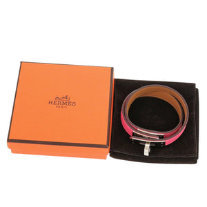 未使用 エルメス 2連 ケリー ドゥブルトゥール ブレスレット ヴォースイフト ローズアザレ シルバー金具 A刻印 ピンク 1290【中古】HERMES
