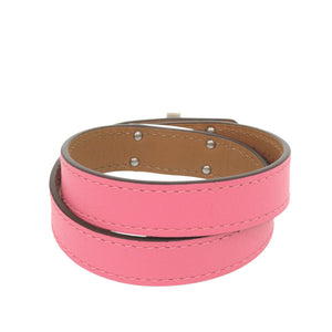 未使用 エルメス 2連 ケリー ドゥブルトゥール ブレスレット ヴォースイフト ローズアザレ シルバー金具 A刻印 ピンク 1290【中古】HERMES