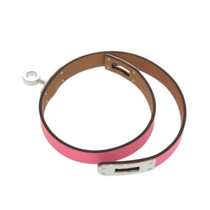 未使用 エルメス 2連 ケリー ドゥブルトゥール ブレスレット ヴォースイフト ローズアザレ シルバー金具 A刻印 ピンク 1290【中古】HERMES