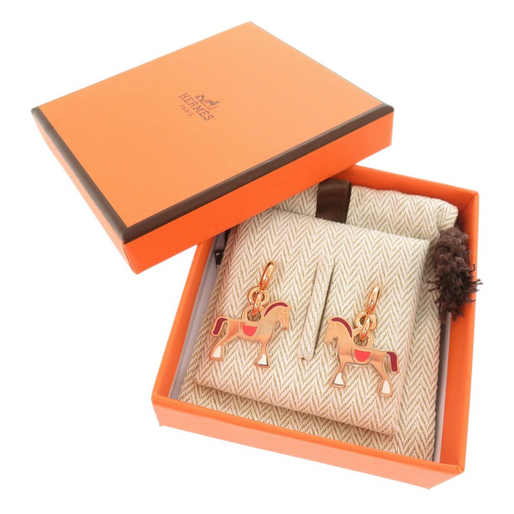 未使用 エルメス シュヴァル グランド パラード ラッカーメタル ローズゴールド ピアス 1297【中古】HERMES