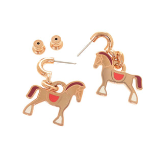 未使用 エルメス シュヴァル グランド パラード ラッカーメタル ローズゴールド ピアス 1297【中古】HERMES