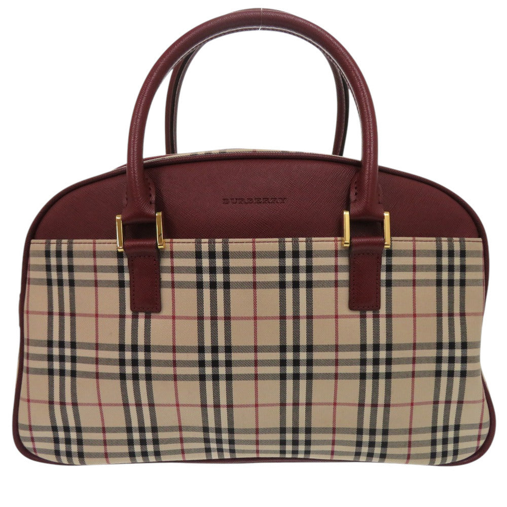 美品 バーバリー ノバチェック レザー/キャンバス ベージュ ボストンバッグ 1300【中古】BURBERRY