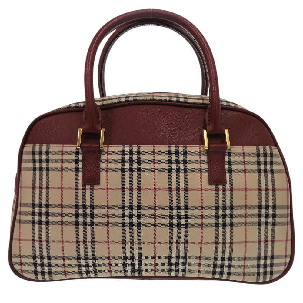 美品 バーバリー ノバチェック レザー/キャンバス ベージュ ボストンバッグ 1300【中古】BURBERRY