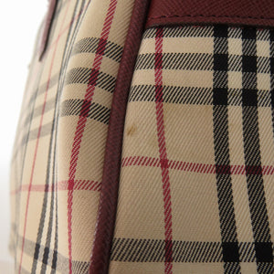 美品 バーバリー ノバチェック レザー/キャンバス ベージュ ボストンバッグ 1300【中古】BURBERRY