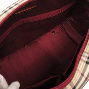 美品 バーバリー ノバチェック レザー/キャンバス ベージュ ボストンバッグ 1300【中古】BURBERRY