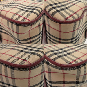 美品 バーバリー ノバチェック レザー/キャンバス ベージュ ボストンバッグ 1300【中古】BURBERRY