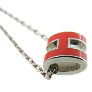 新品同様 エルメス ポップアッシュ ミニ メタル シルバー金具 オレンジ 橙 ネックレス 1313【中古】HERMES