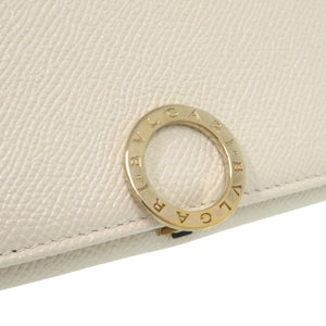 美品 ブルガリ 282427 ロゴクリップ レザー ホワイト 長財布 白 1319【中古】BVLGARI