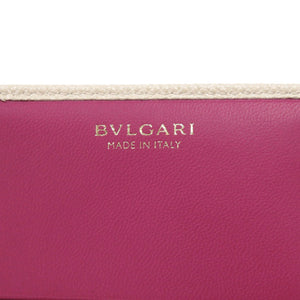 美品 ブルガリ 282427 ロゴクリップ レザー ホワイト 長財布 白 1319【中古】BVLGARI