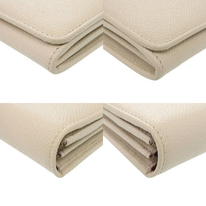 美品 ブルガリ 282427 ロゴクリップ レザー ホワイト 長財布 白 1319【中古】BVLGARI