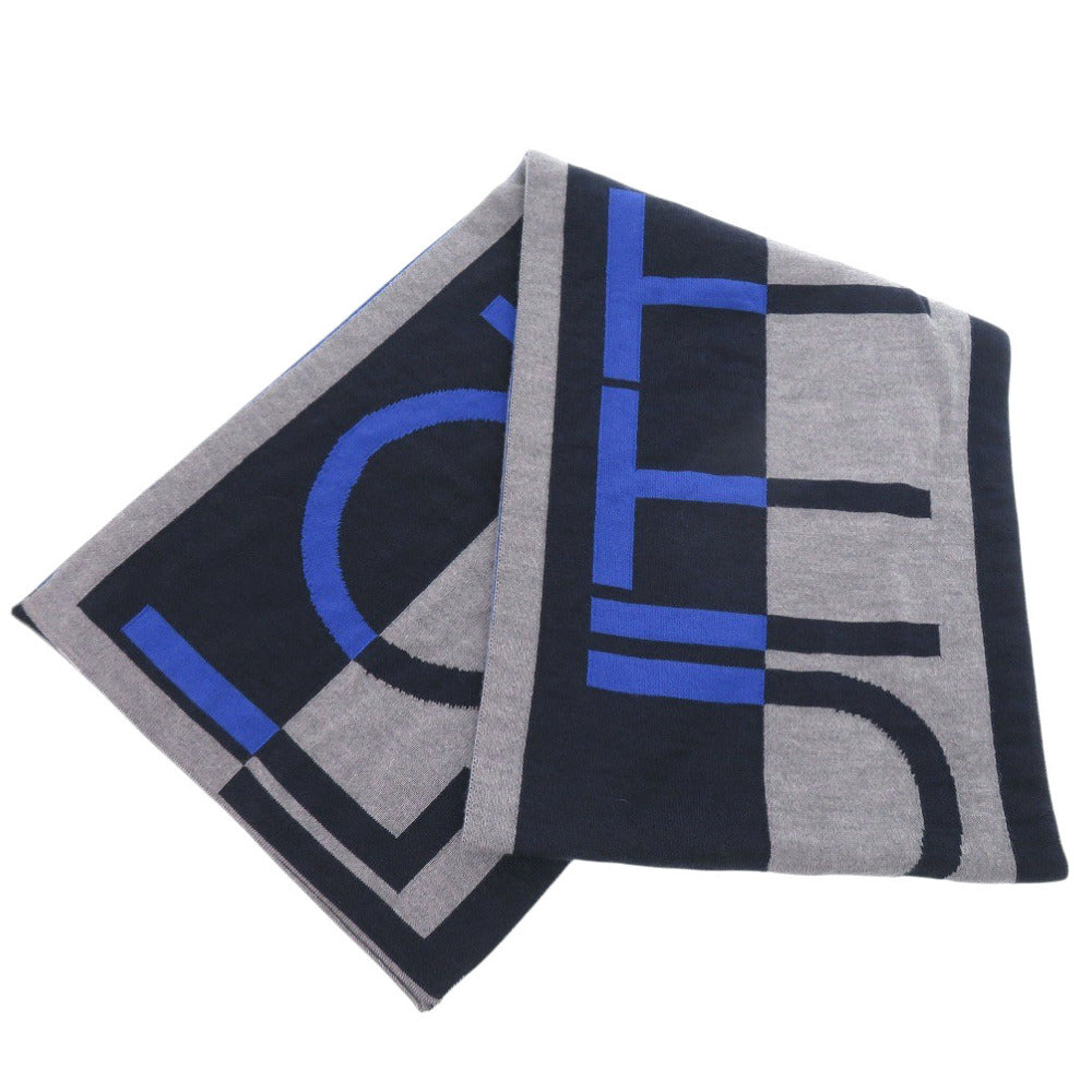 美品 ルイ ヴィトン エシャルプ LV ホライゾン M71240 ウール グレー ネイビー マフラー LV 1320【中古】LOUIS VUITTON