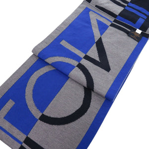 美品 ルイ ヴィトン エシャルプ LV ホライゾン M71240 ウール グレー ネイビー マフラー LV 1320【中古】LOUIS VUITTON