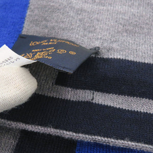 美品 ルイ ヴィトン エシャルプ LV ホライゾン M71240 ウール グレー ネイビー マフラー LV 1320【中古】LOUIS VUITTON