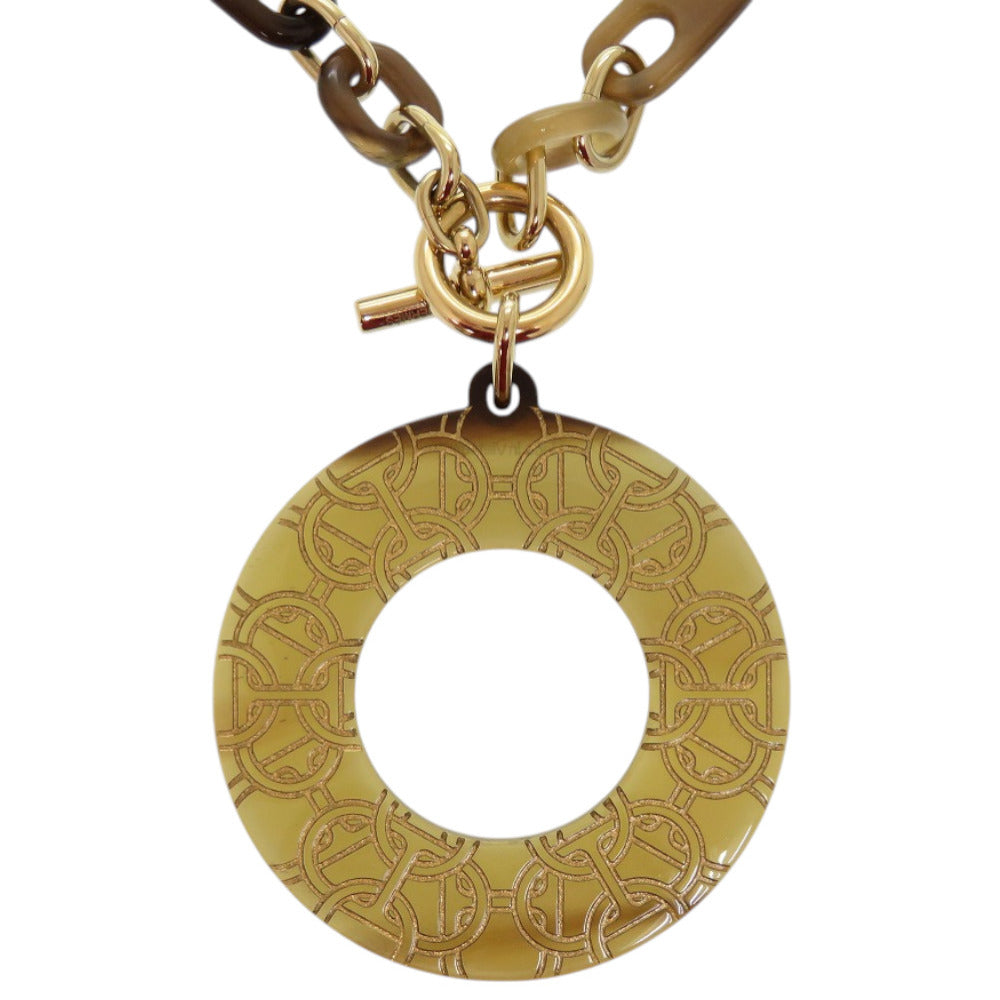 美品 エルメス シェーヌダンクル バッファローホーン グレー ネックレス 1326【中古】HERMES