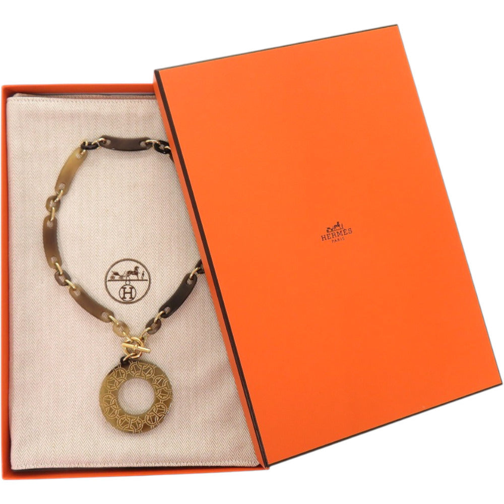 美品 エルメス シェーヌダンクル バッファローホーン グレー ネックレス 1326【中古】HERMES