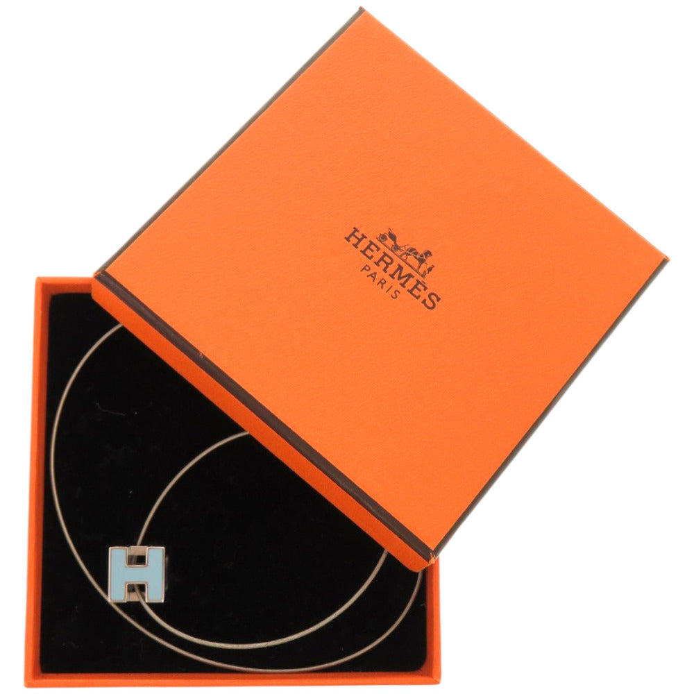 美品 エルメス カージュドアッシュ Hキューブ メタル ライトブルー 青 ネックレス 1327【中古】HERMES