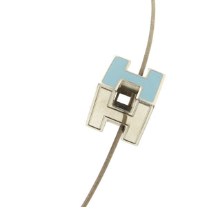 美品 エルメス カージュドアッシュ Hキューブ メタル ライトブルー 青 ネックレス 1327【中古】HERMES