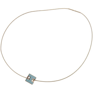 美品 エルメス カージュドアッシュ Hキューブ メタル ライトブルー 青 ネックレス 1327【中古】HERMES