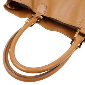 デルボー レザー ブラウン トートバッグ 茶 1336【中古】DELVAUX