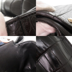 美品 フェンディ ピーカブー ラージ 8BN210 マットクロコ ブラック ハンドバッグ 黒 1344【中古】FENDI