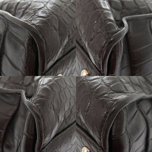 美品 フェンディ ピーカブー ラージ 8BN210 マットクロコ ブラック ハンドバッグ 黒 1344【中古】FENDI