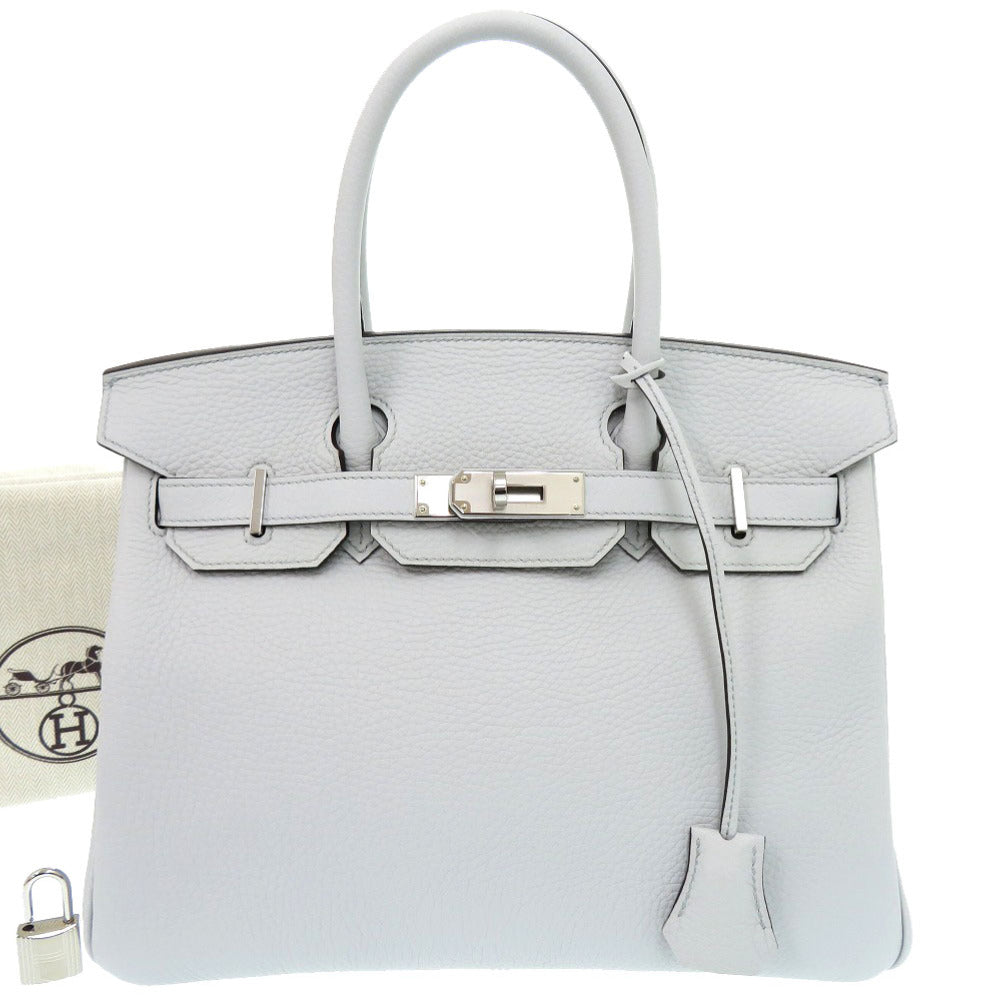 未使用 エルメス バーキン30 トリヨンクレマンス ブルーペール シルバー金具 U刻印(2022年製) ハンドバッグ 1350 【中古】 HERMES