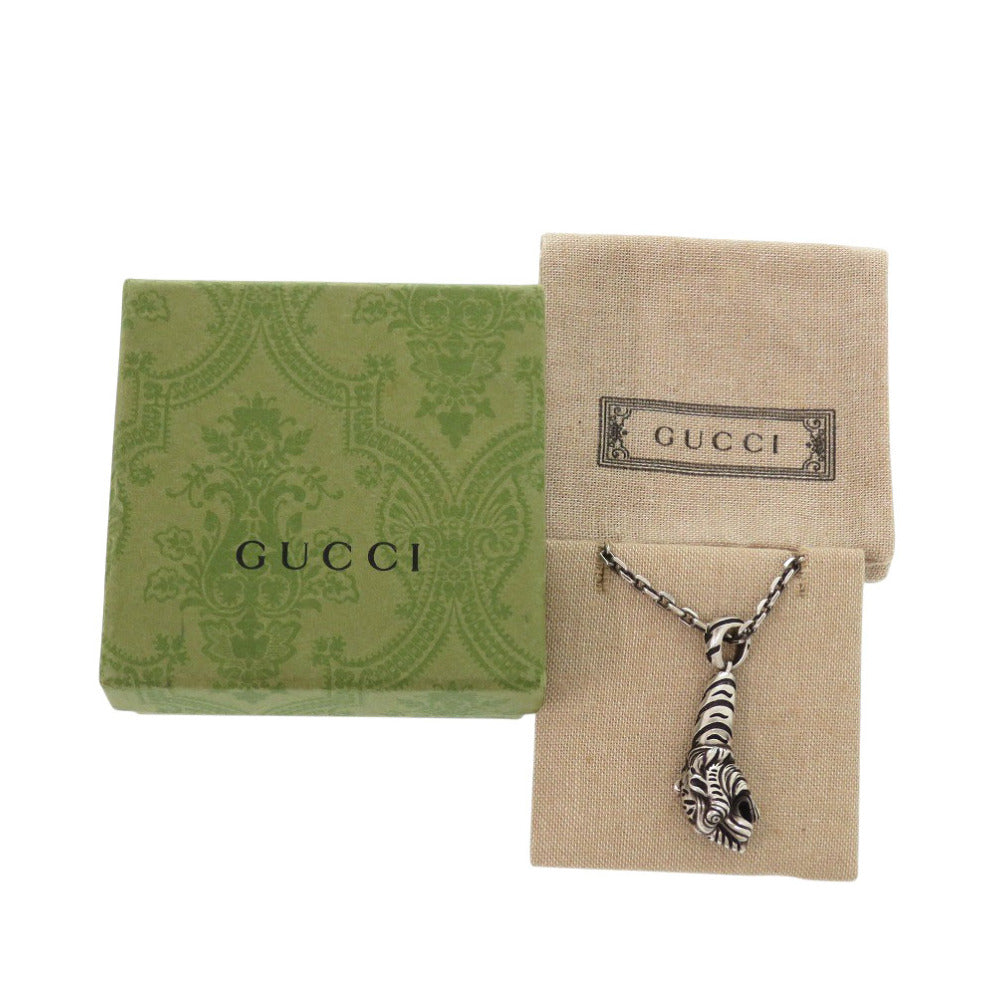 新品同様 グッチ タイガーヘッド インターロッキングG ネックレス シルバー925 1361【中古】GUCCI
