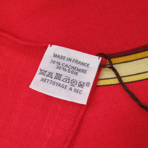 新品同様 エルメス カレ140 CAVALCADOUR カヴァルカドゥール カシミヤ シルク レッド スカーフ 1379【中古】HERMES