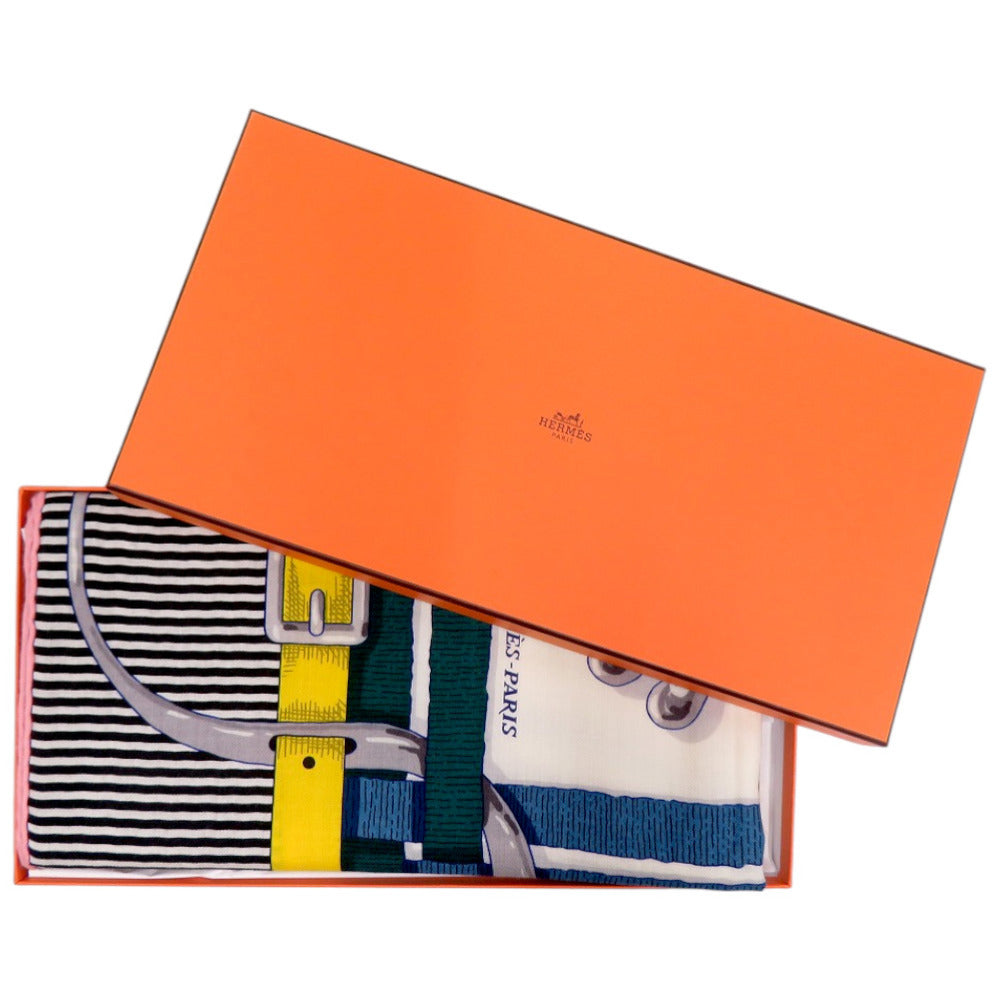 新品同様 エルメス カレジェアン カレ140 MORS A JOUETS 馬銜 カシミヤ シルク ブラック スカーフ 1380【中古】HERMES