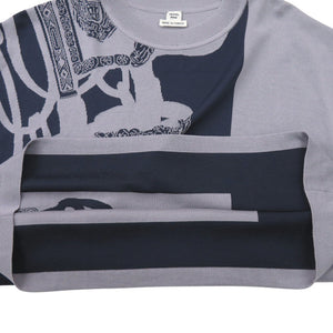 未使用 エルメス ショートスリーブニット ジャガードニット ブリッド ドゥ ガラ H5E2685DA ニット レーヨン シルク コットン ネイビー 1395【中古】HERMES