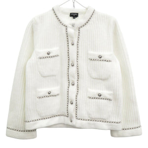 新品同様 シャネル ライオンボタン P73520K10560 ナイロン ホワイト ジャケット アウター 白 1396【中古】CHANEL