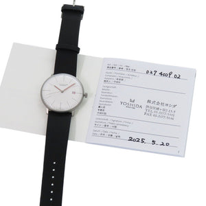 未使用 ユンハンス マックス ビル バウハウス 027/4009.02 SS レザー ホワイト ブラック 白文字盤 自動巻き 腕時計 1403【中古】JUNGHANS