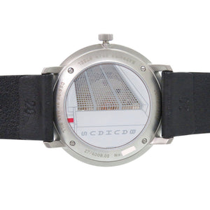 未使用 ユンハンス マックス ビル バウハウス 027/4009.02 SS レザー ホワイト ブラック 白文字盤 自動巻き 腕時計 1403【中古】JUNGHANS