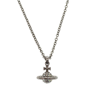 新品同様 ヴィヴィアンウエストウッド オーブ メタル ラインストーン ガンメタル ネックレス 1439【中古】Vivienne Westwood