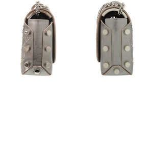 美品 ジミーチュウ チェーンショルダーバッグ ロケット プティ LOCKETT PETITE スター スタッズ メタル スパッツォラートレザー シルバー ショルダーバッグ 1446【中古】JIMMY CHOO