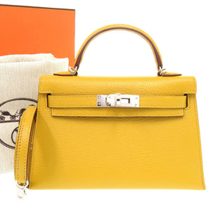 未使用 エルメス ミニケリードゥ シェーブル ジョーヌアンブル キャメル シルバー金具 K刻印(2025年製) 2WAY ハンドバッグ 1452 【中古】 HERMES ミニケリー2