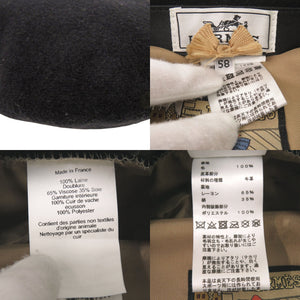 新品同様 エルメス ベレー帽 ウール ブラック ゴールド 黒 1455【中古】HERMES