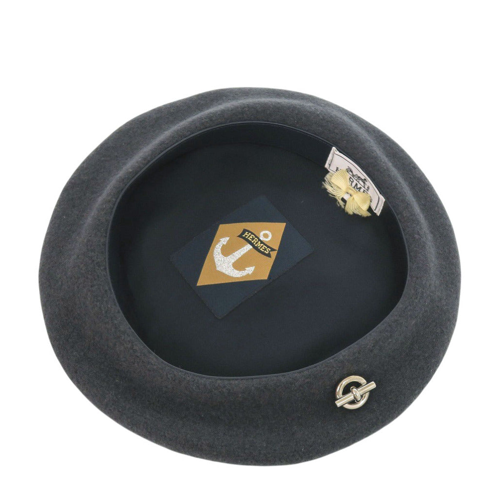 新品同様 エルメス ベレー帽 ウール グレー シルバー 1456【中古】HERMES